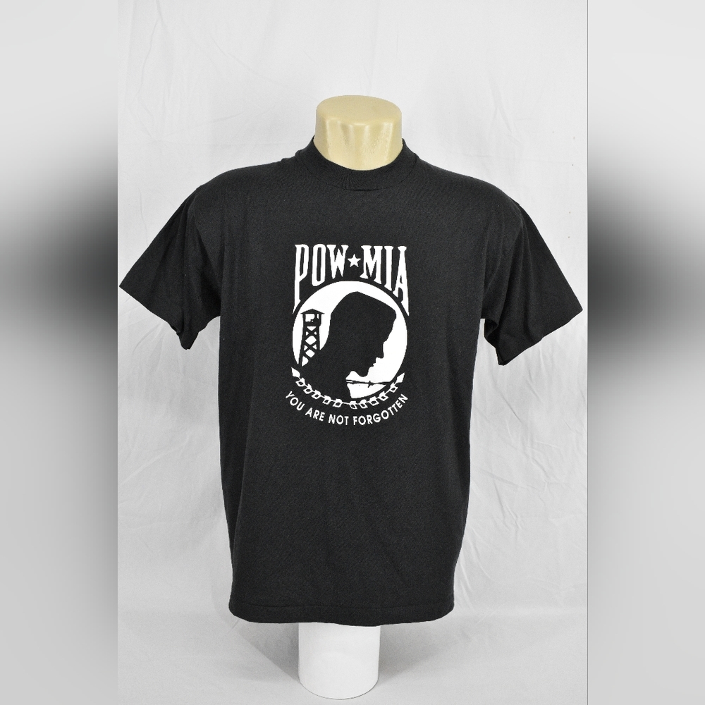 Vintage Fruit Of The Loom Printed T-Shirt  Pow Mia You Are No Forgotten,Size:L
